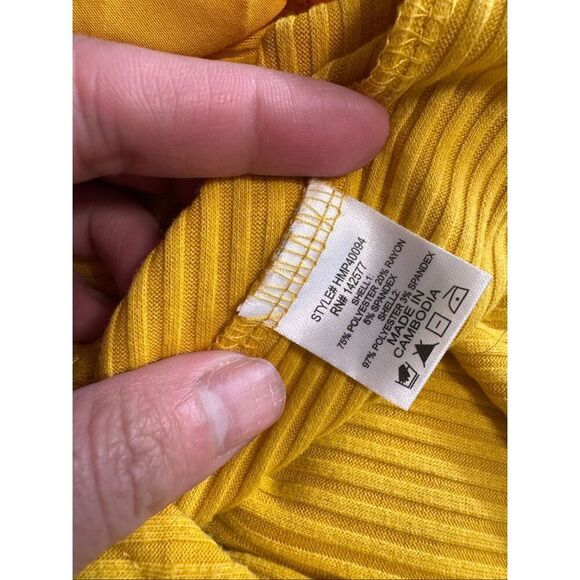 Haute Monde Mustard Yellow Ruffle Sleeve Jumpsuit | Women’s Small | Stretchy Rib - Picture 8 of 8